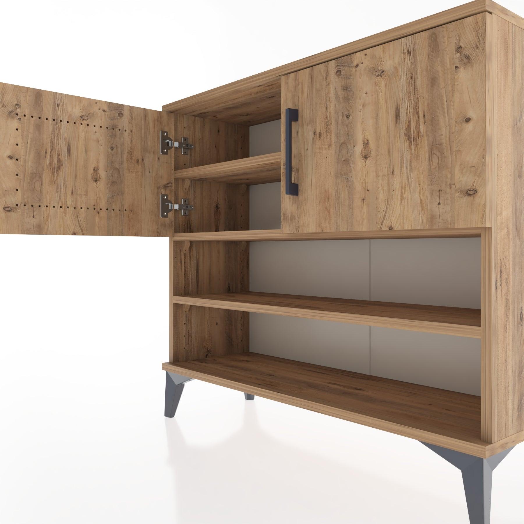 Woodntry Modüler Şifonyer Raf ve İki Kapaklı V2 88x30x68 cm Antrasit - Woodntry