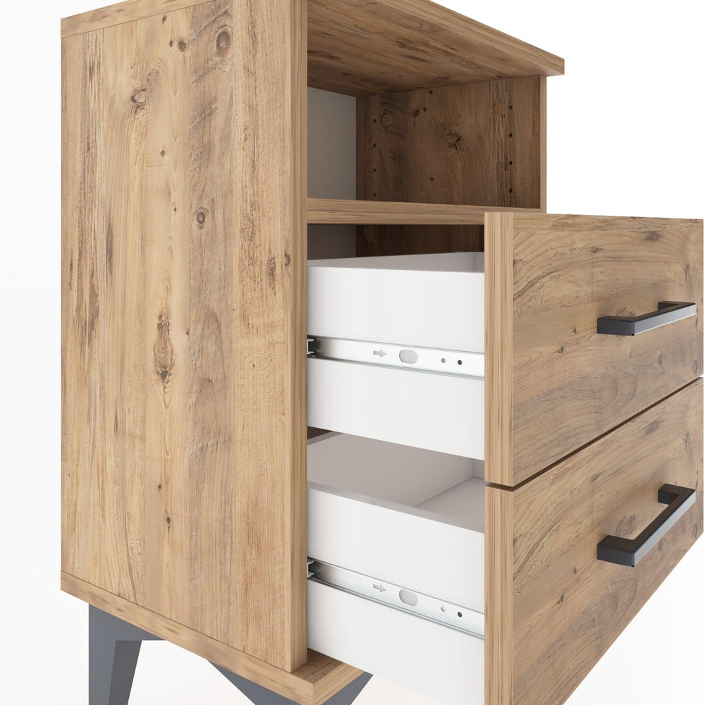 Woodntry Modüler Komodin İki Çekmeceli 44x30x52 cm Çam - Woodntry