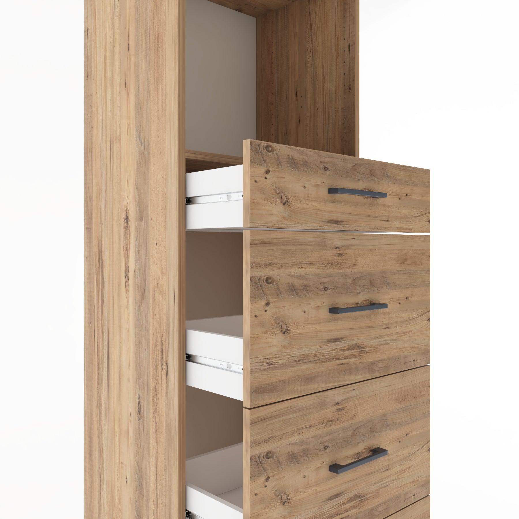 Woodntry Modüler Dolap Çam 60x44x170 cm Çekmeceli ve Raflı CR50-3