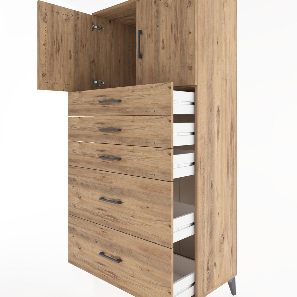 Woodntry Modular Cabinet Pine 88x44x170 cm with Doors and Drawers KC18-3