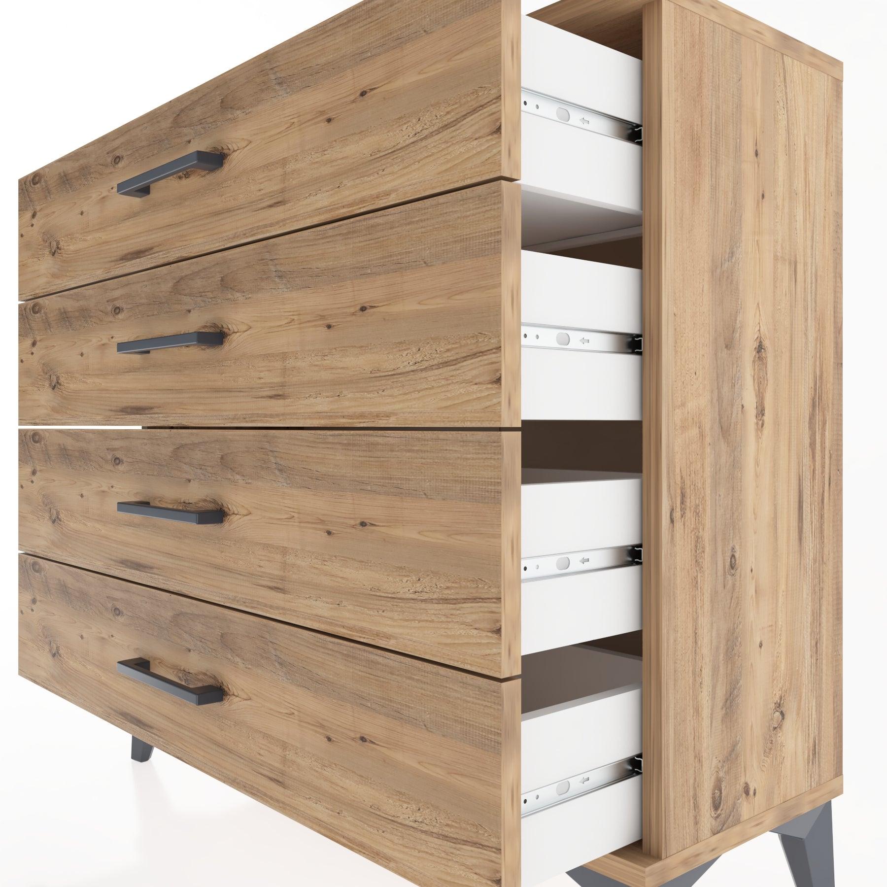 Woodntry Modüler Şifonyer 4 Çekmeceli 88x30x68 cm Çam - Woodntry