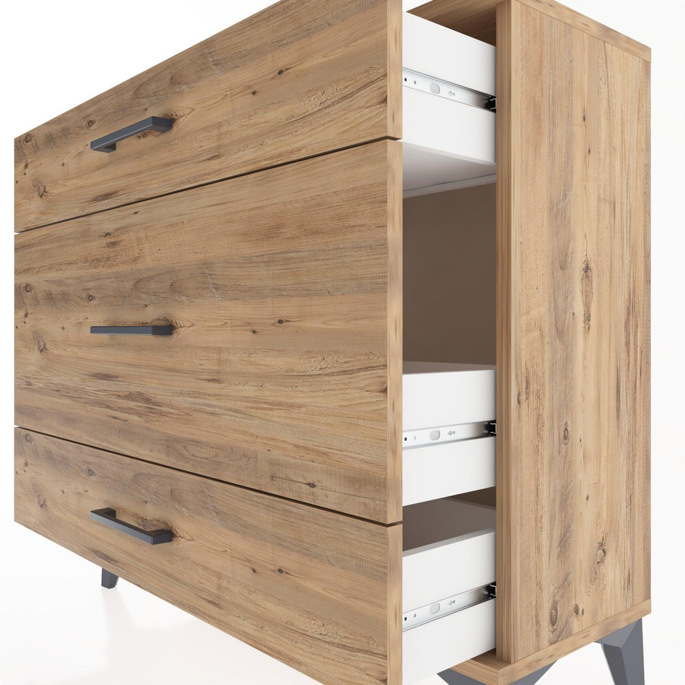 Woodntry Modüler Şifonyer Üç Çekmeceli V5 88x30x68 cm Çam - Woodntry