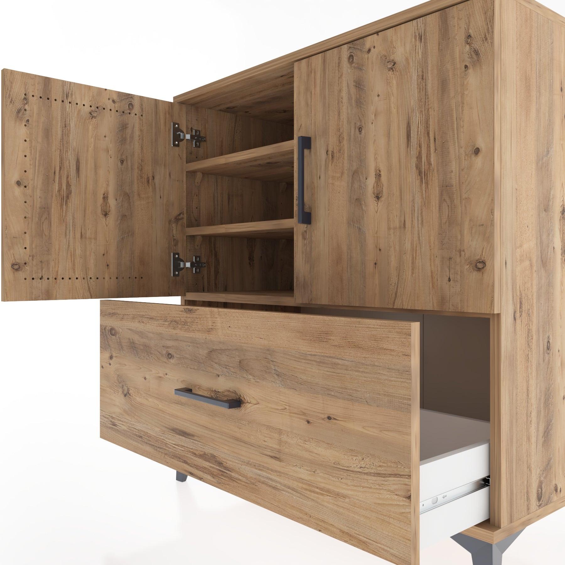 Woodntry Modular Dresser Pine 88x44x84 cm with Cover and Drawer KC46-3