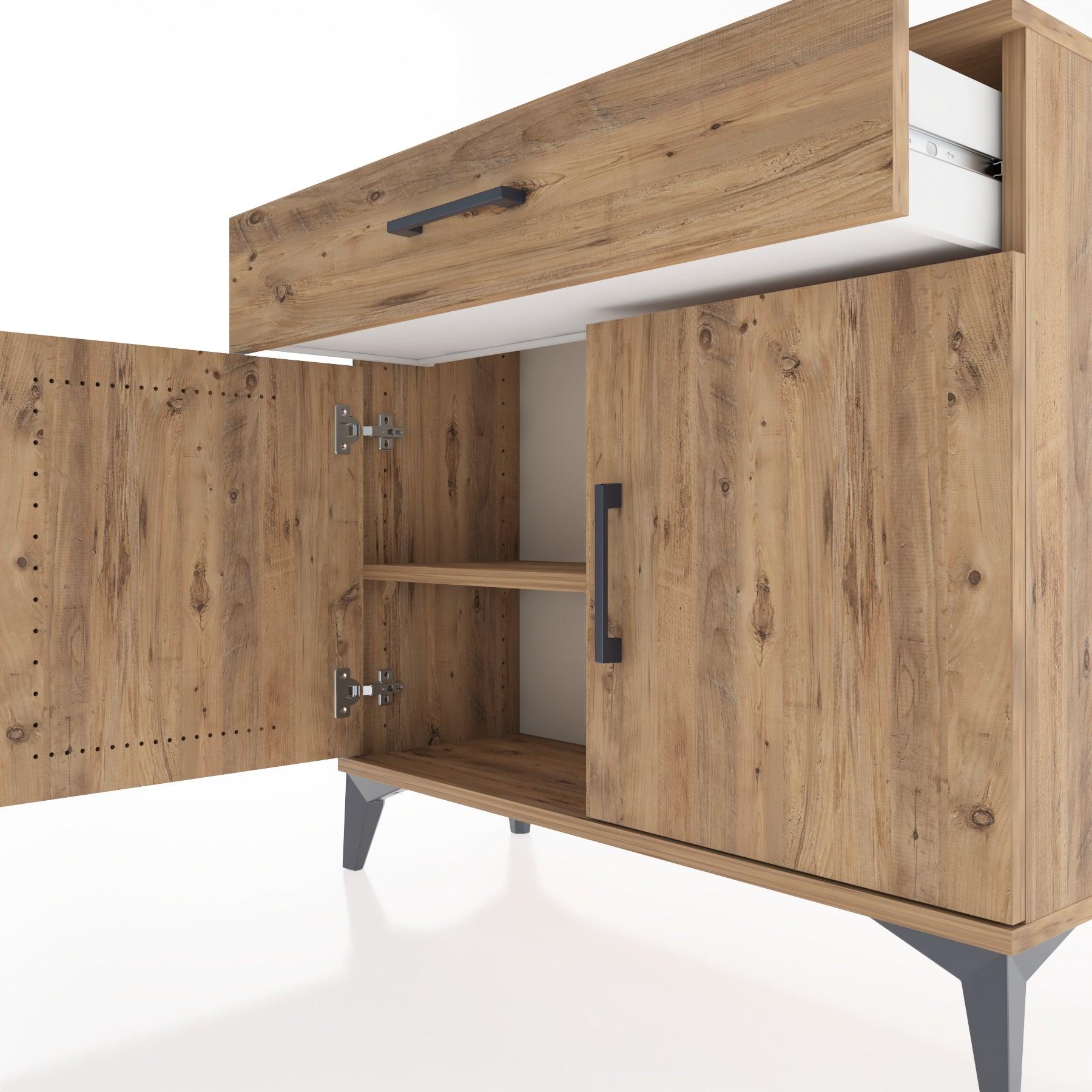 Woodntry Modüler Şifonyer Çekmece ve Kapaklı V1 88x30x68 cm Çam - Woodntry