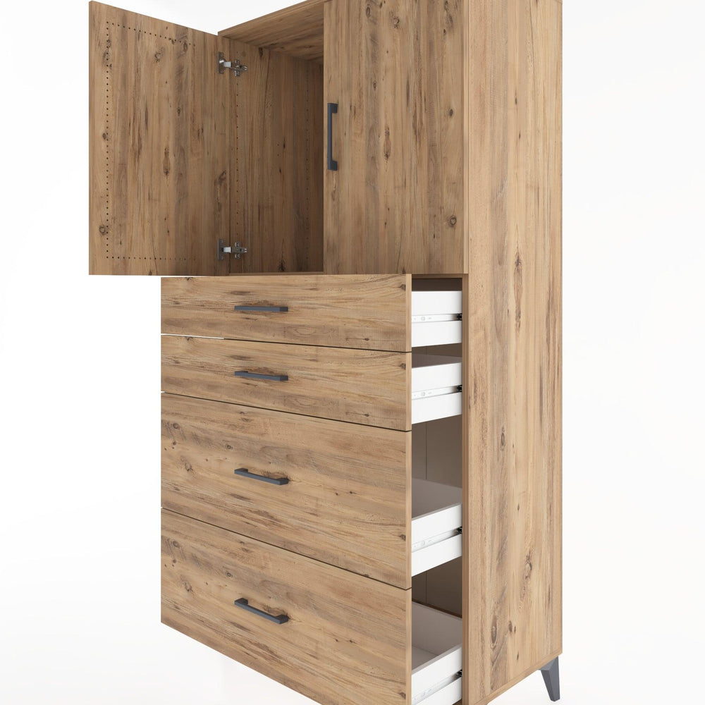 Woodntry Modular Cabinet Pine 88x44x170 cm with Doors and Drawers KC19-3