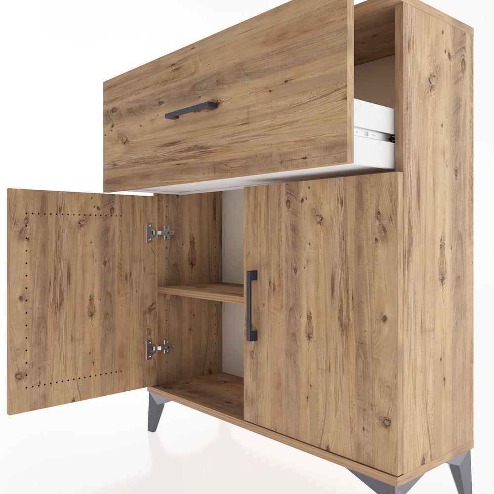 Woodntry Modüler Şifonyer Çam 88x30x94 cm Kapaklı ve Çekmeceli KC9-3