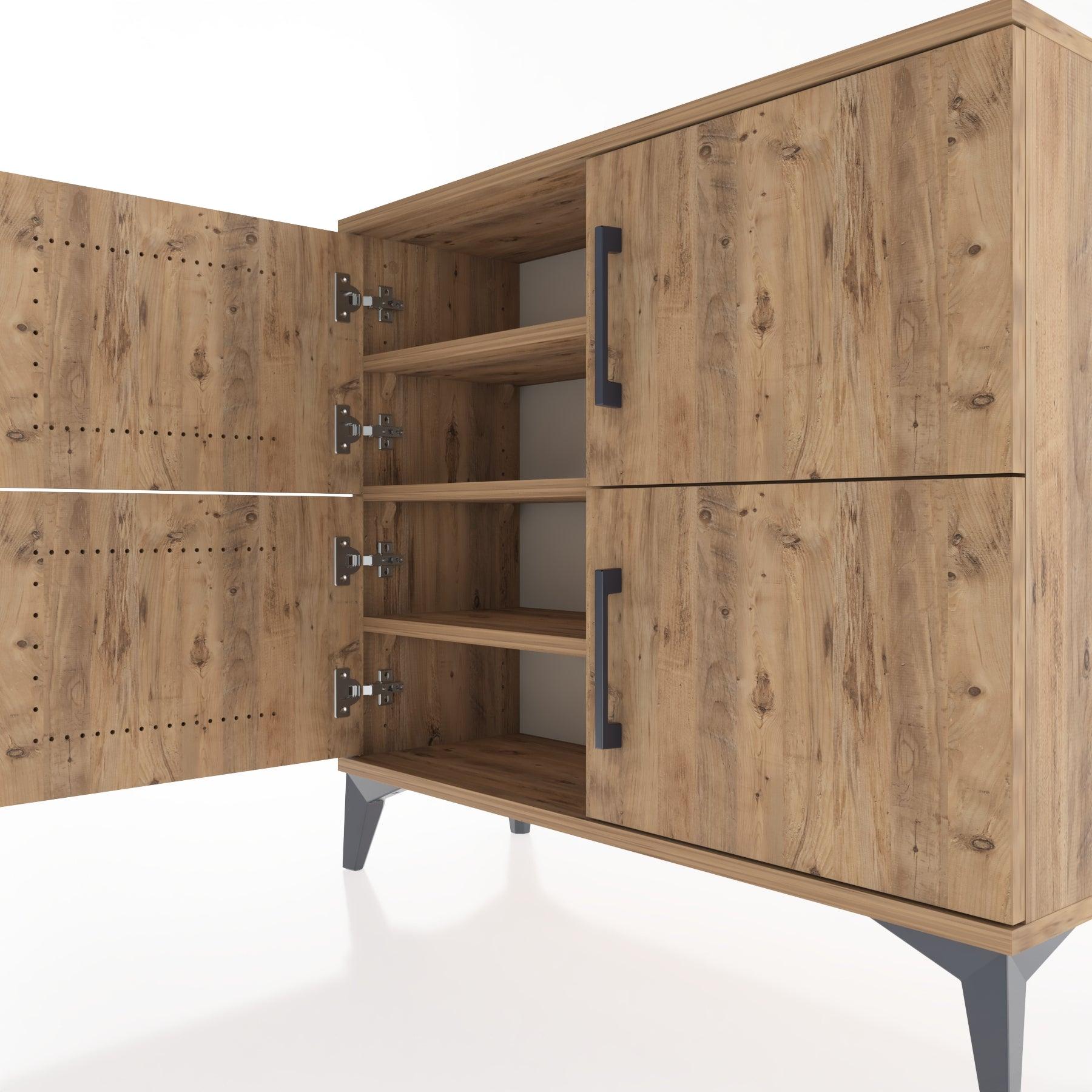 Woodntry Modüler Şifonyer Dört Kapaklı 88x30x68 cm Çam - Woodntry