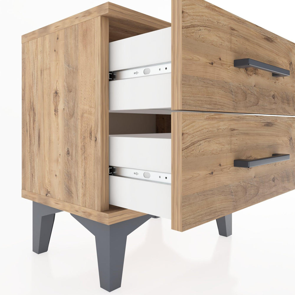 Woodntry Modüler Komodin İki Çekmeceli 44x30x36 cm Çam - Woodntry