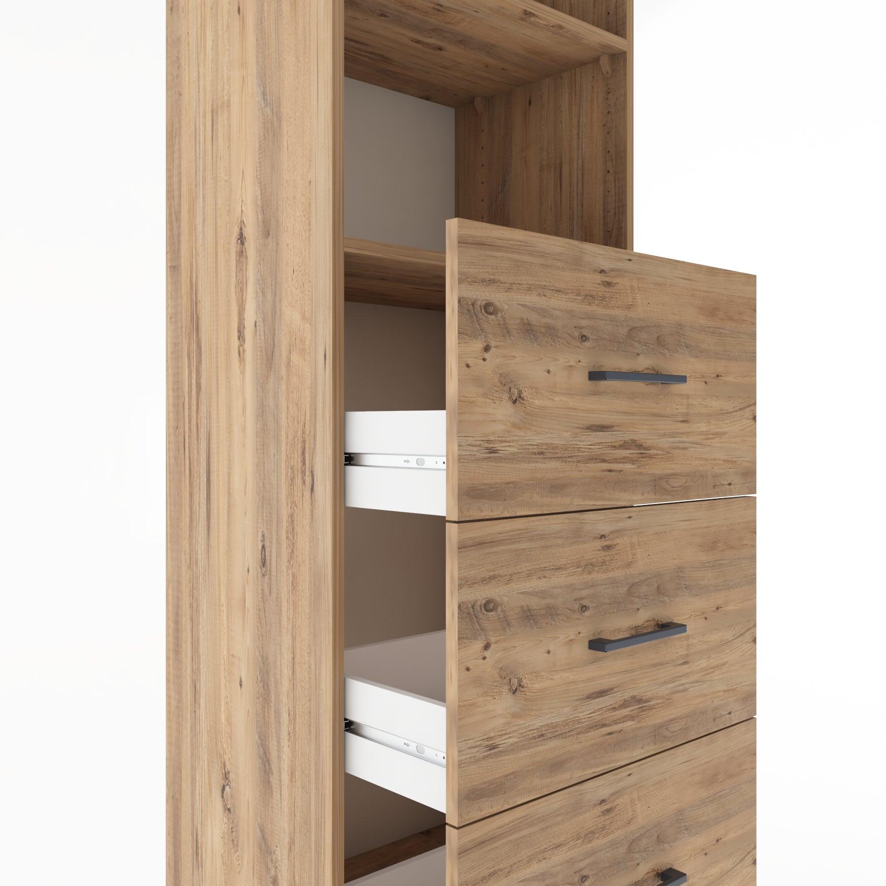 Woodntry Modüler Dolap Çam 60x44x170 cm Çekmeceli ve Raflı CR51-3