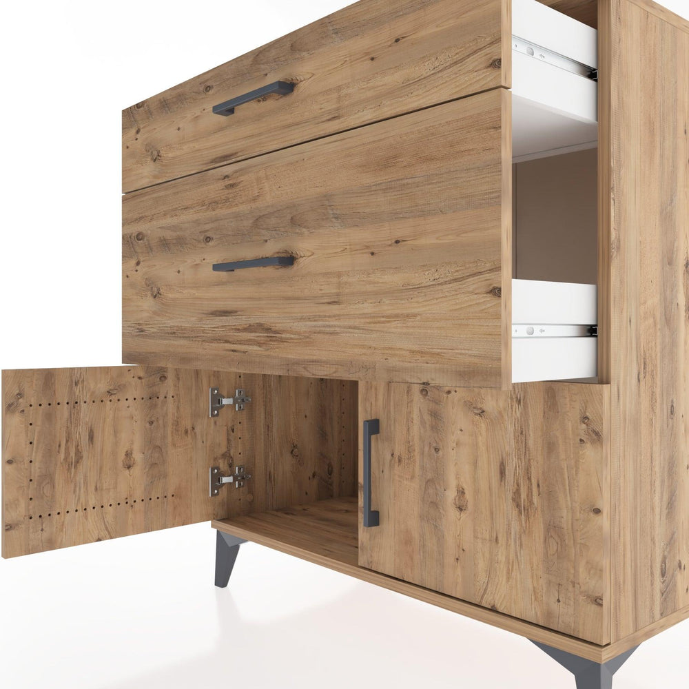 Woodntry Modüler Şifonyer Çam 88x44x84 cm Kapaklı ve Çekmeceli KC116-3