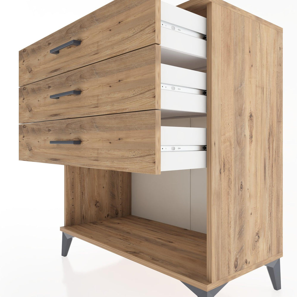 Woodntry Modüler Şifonyer Çam 88x44x84 cm Çekmeceli ve Raflı CR11-3