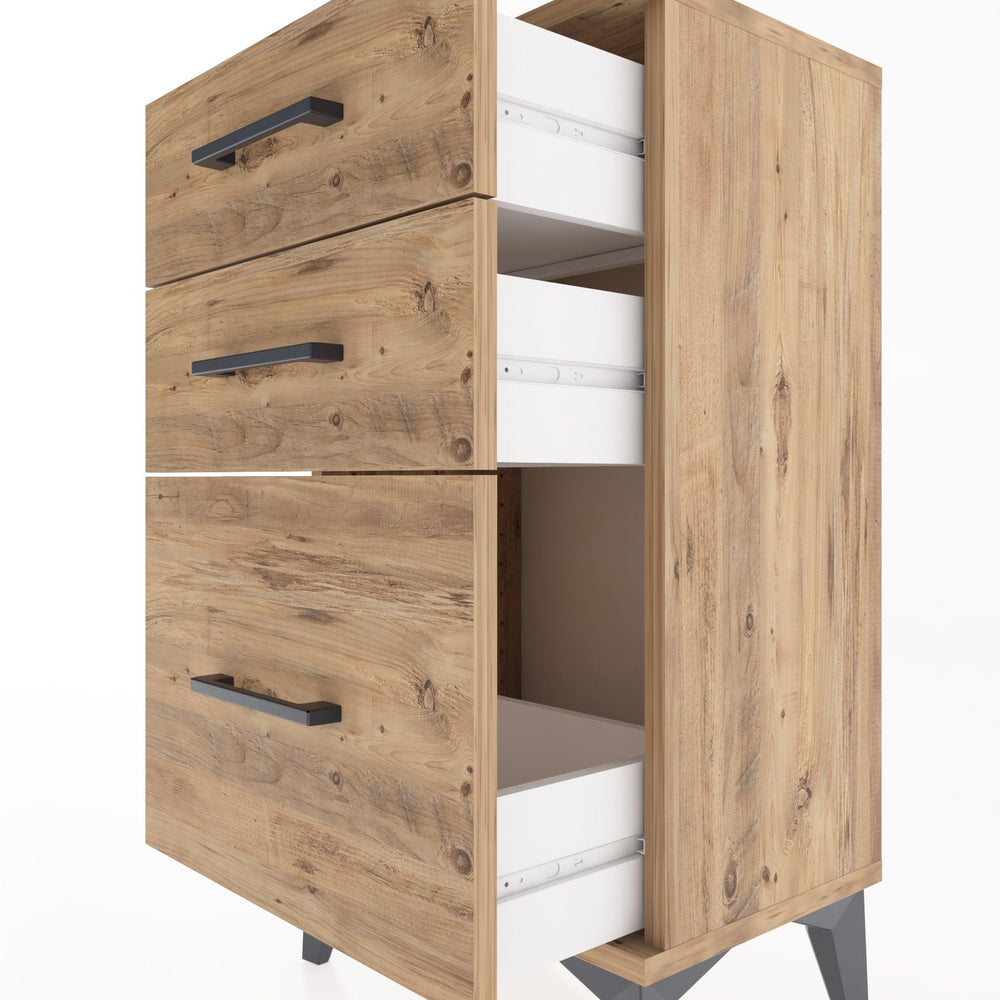 Woodntry Modüler Komodin Üç Çekmeceli V2 44x30x68 cm Çam - Woodntry