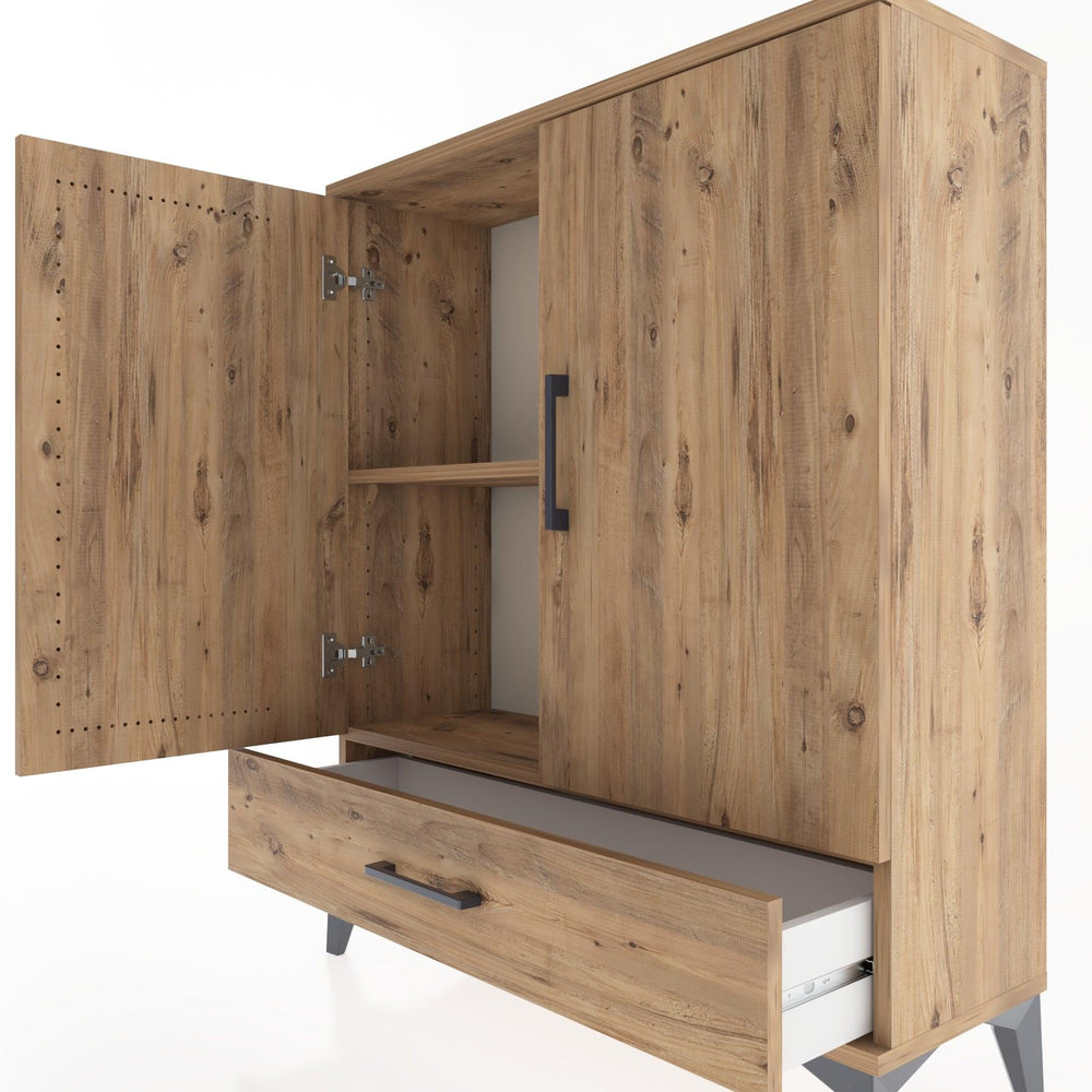 Woodntry Modüler Şifonyer Çam 88x30x94 cm Kapaklı ve Çekmeceli KC2-3