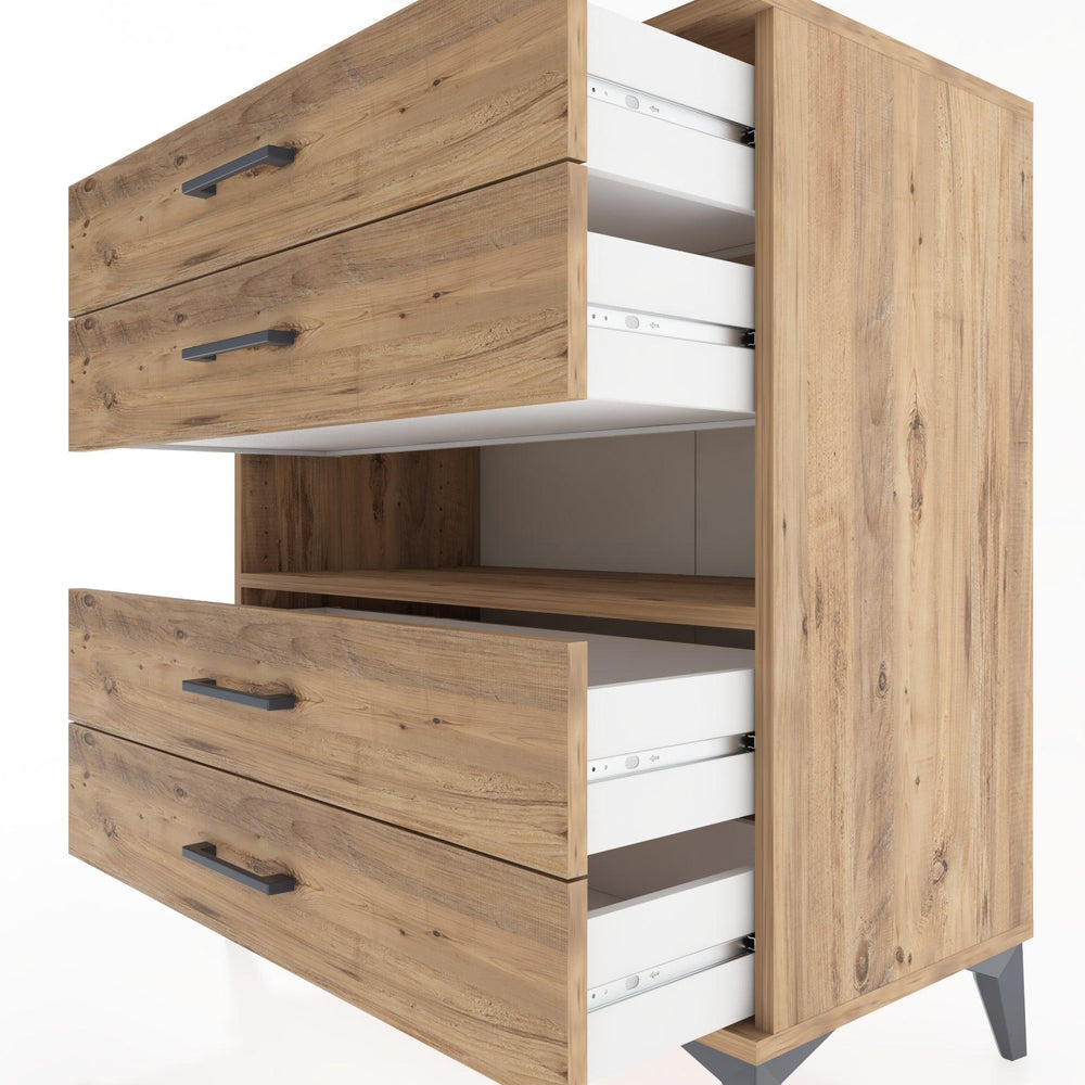 Woodntry Modular Dresser Pine 88x44x84 cm with Drawers and Shelves CR21-3