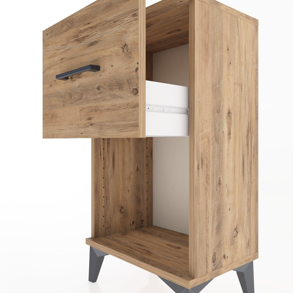 Woodntry Modüler Komodin Tek Çekmece ve Raflı V1 44x30x68 cm Çam - Woodntry