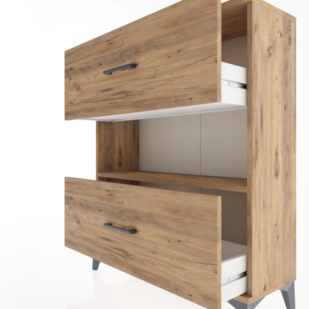 Woodntry Modüler Şifonyer Çam 88x30x94 cm Çekmeceli ve Raflı CR17-3