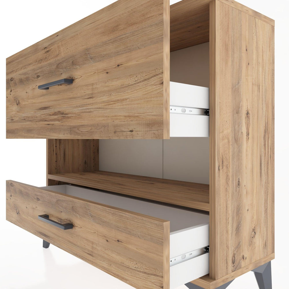 Woodntry Modüler Şifonyer İki Çekmeceli V10 88x30x68 cm Çam - Woodntry