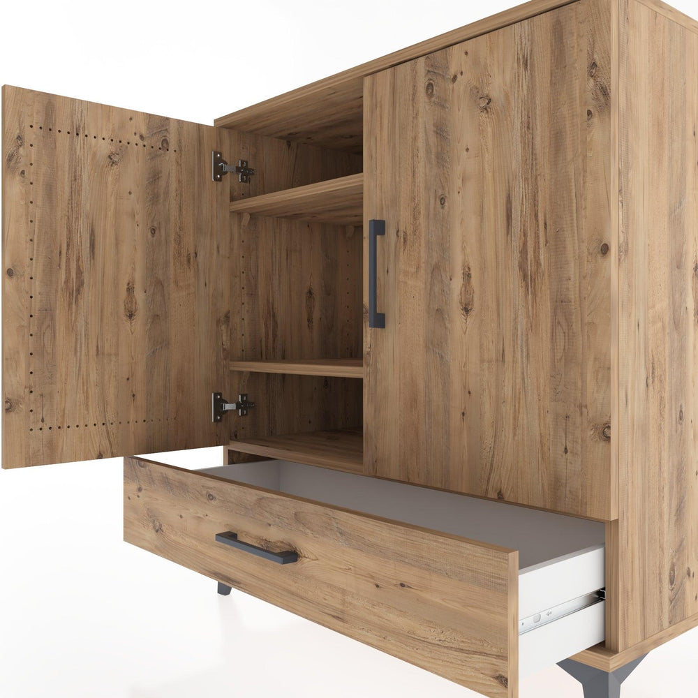 Woodntry Modüler Şifonyer Çam 88x44x84 cm Kapaklı ve Çekmeceli KC71-3