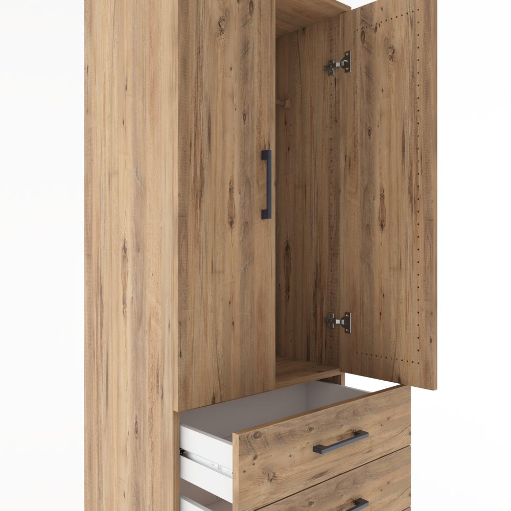 Woodntry Modüler Dolap Çam 60x44x170 cm Kapaklı ve Çekmeceli KC27-3