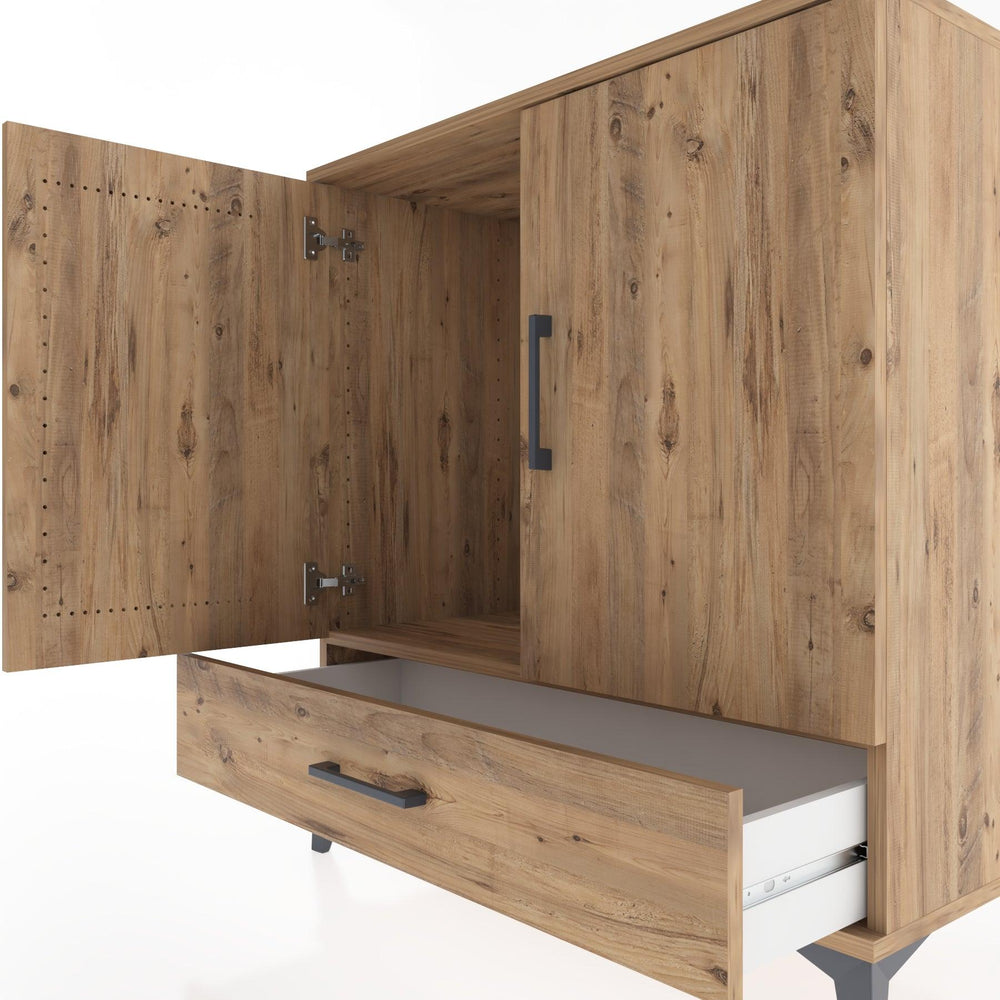 Woodntry Modüler Şifonyer Çam 88x44x84 cm Kapaklı ve Çekmeceli KC73-3