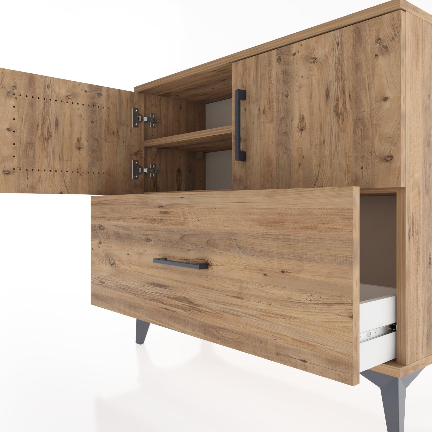 Woodntry Modüler Şifonyer Kapak ve Çekmeceli V2 88x30x68 cm Çam - Woodntry