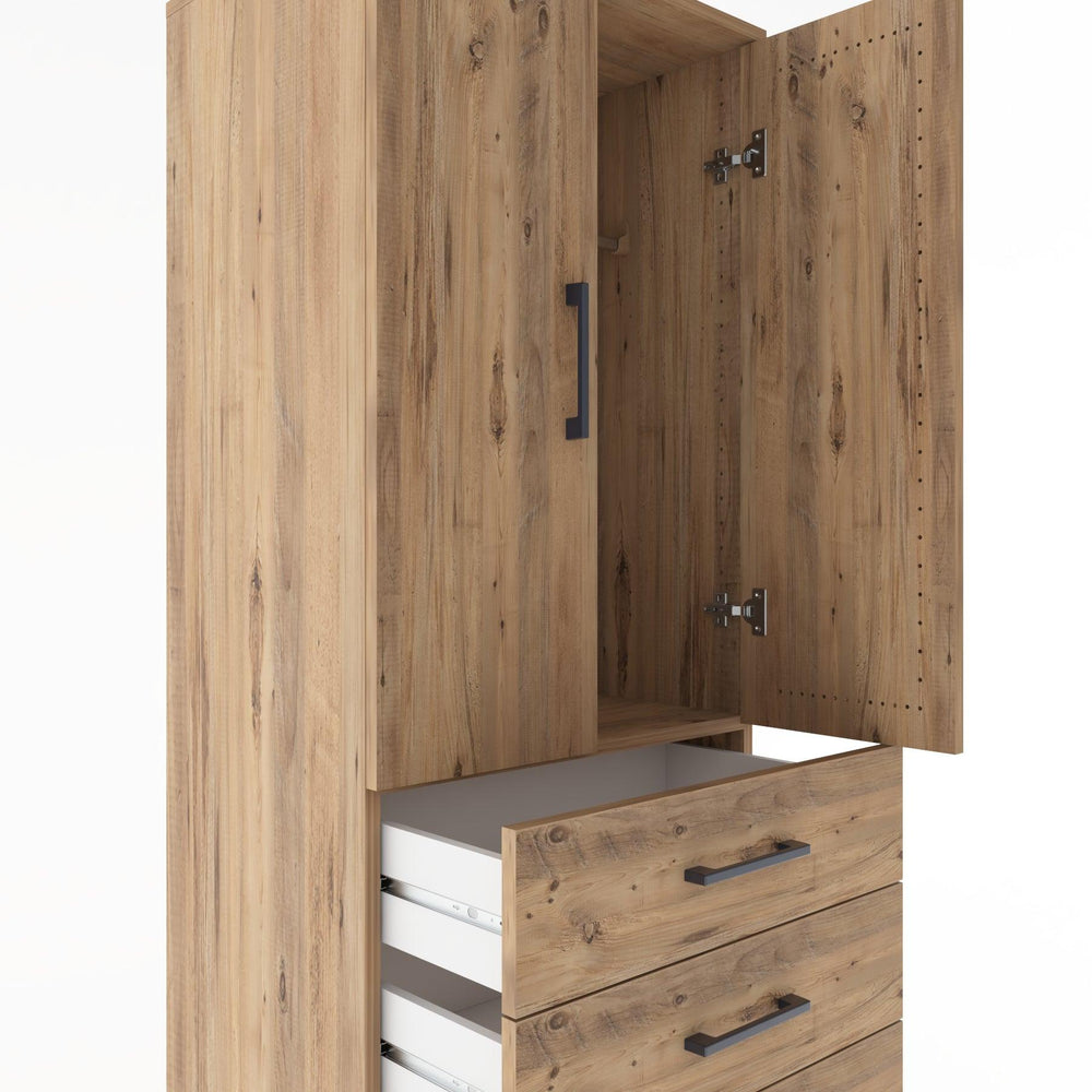 Woodntry Modüler Dolap Çam 60x44x170 cm Kapaklı ve Çekmeceli KC26-3