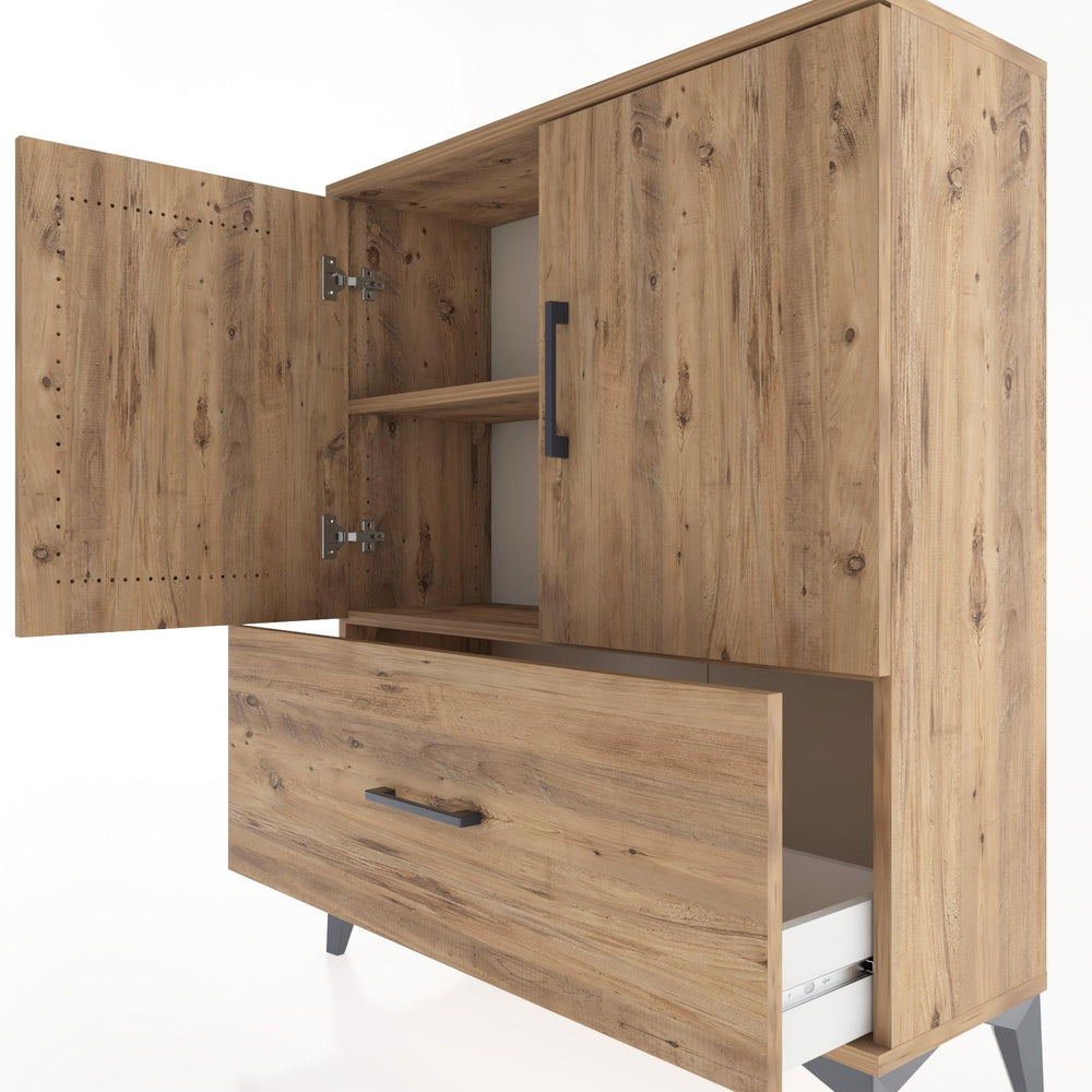 Woodntry Modüler Şifonyer Çam 88x30x94 cm Kapaklı ve Çekmeceli KC10-3