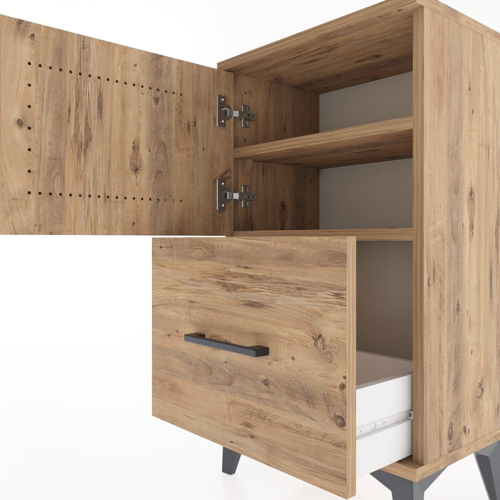 Woodntry Modüler Komodin Çekmece ve Kapaklı V2 44x30x68 cm Çam - Woodntry