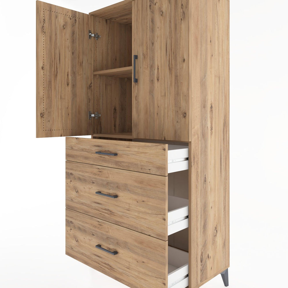 Woodntry Modular Cabinet Pine 88x44x170 cm with Doors and Drawers KC20-3