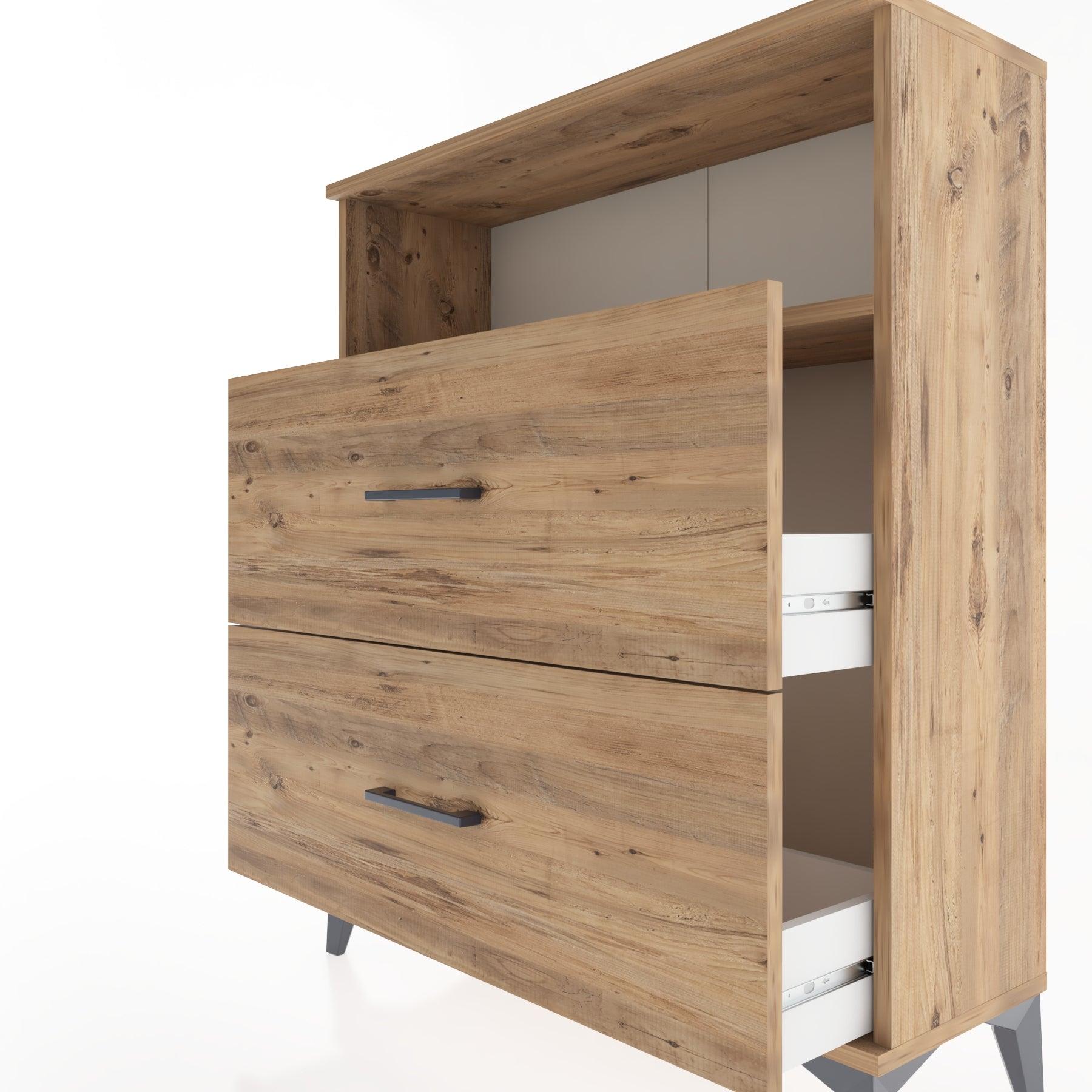 Woodntry Modular Dresser Pine 88x30x94 cm with Drawers and Shelves CR14-3