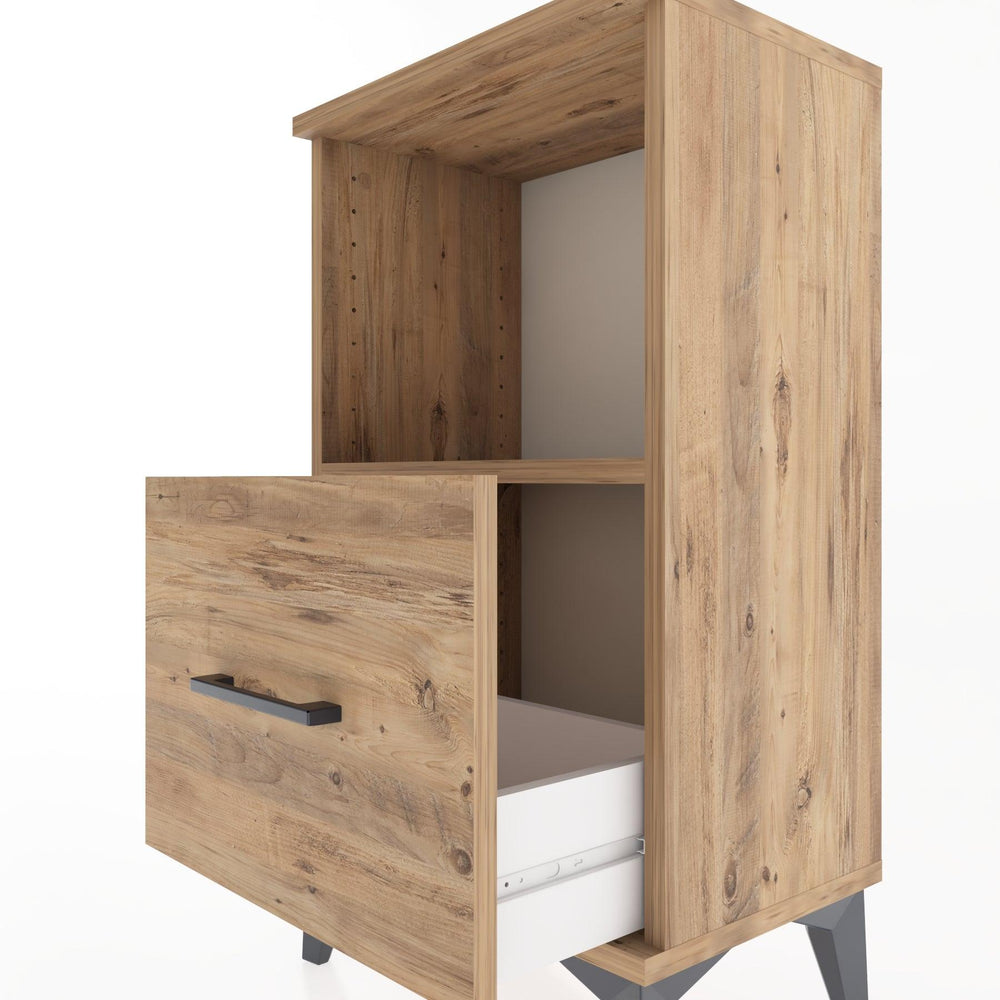 Woodntry Modüler Komodin Tek Çekmece ve Raflı V2 44x30x68 cm Çam - Woodntry