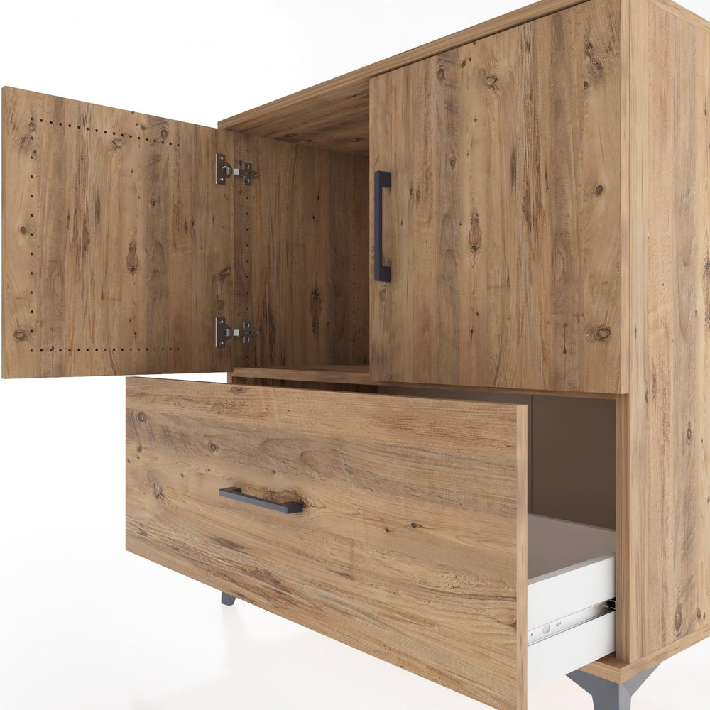 Woodntry Modüler Şifonyer Çam 88x44x84 cm Kapaklı ve Çekmeceli KC48-3