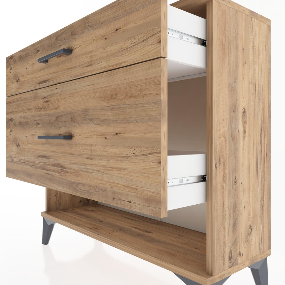 Woodntry Modüler Şifonyer İki Çekmeceli V8 88x30x68 cm Çam - Woodntry