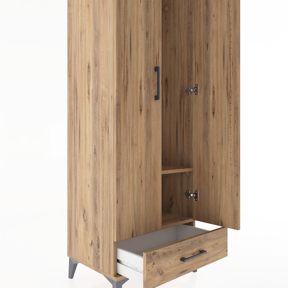 Woodntry Modüler Dolap Çam 60x44x170 cm Kapaklı ve Çekmeceli KC30-3