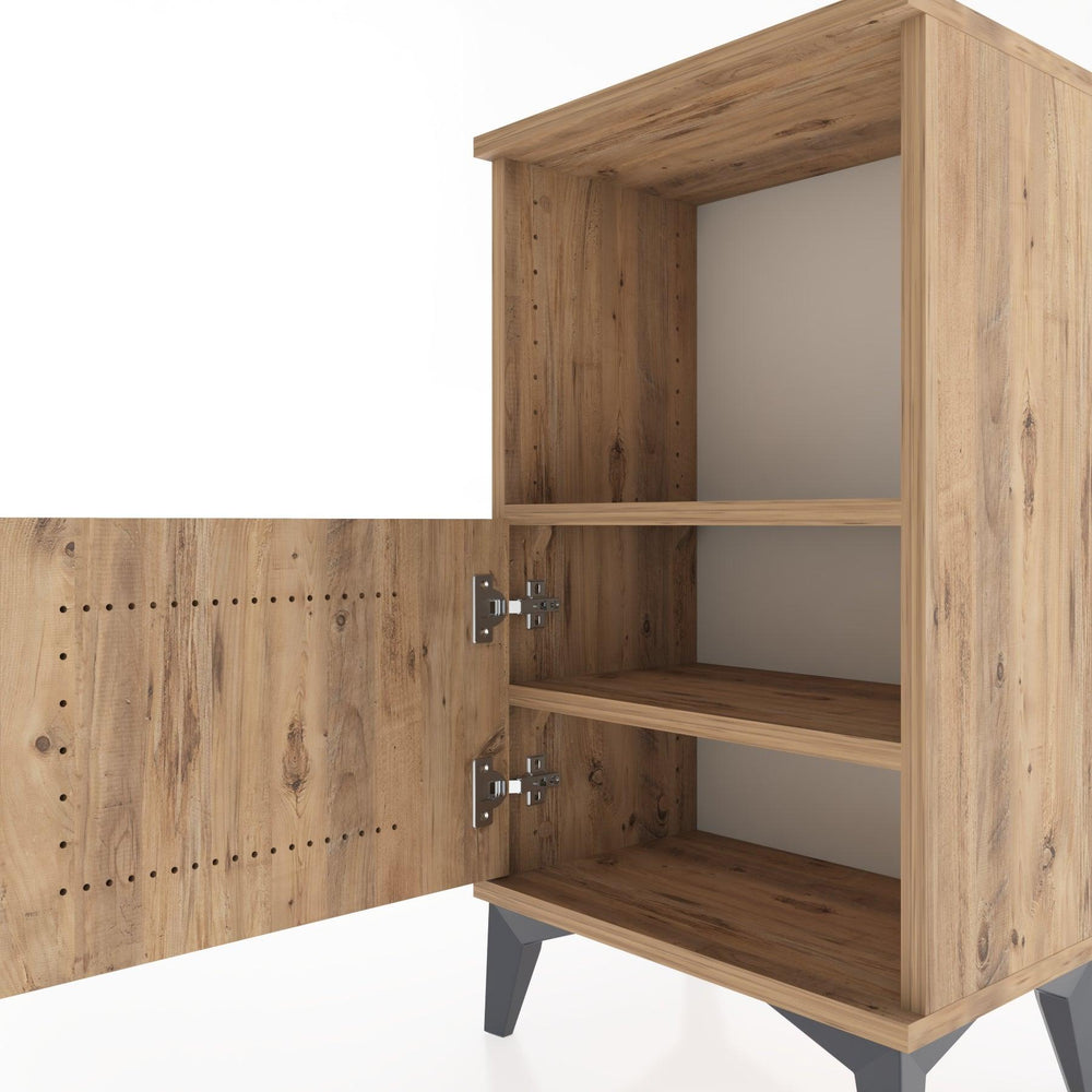 Woodntry Modüler Komodin Raf ve Tek Kapaklı V1 44x30x68 cm Çam - Woodntry