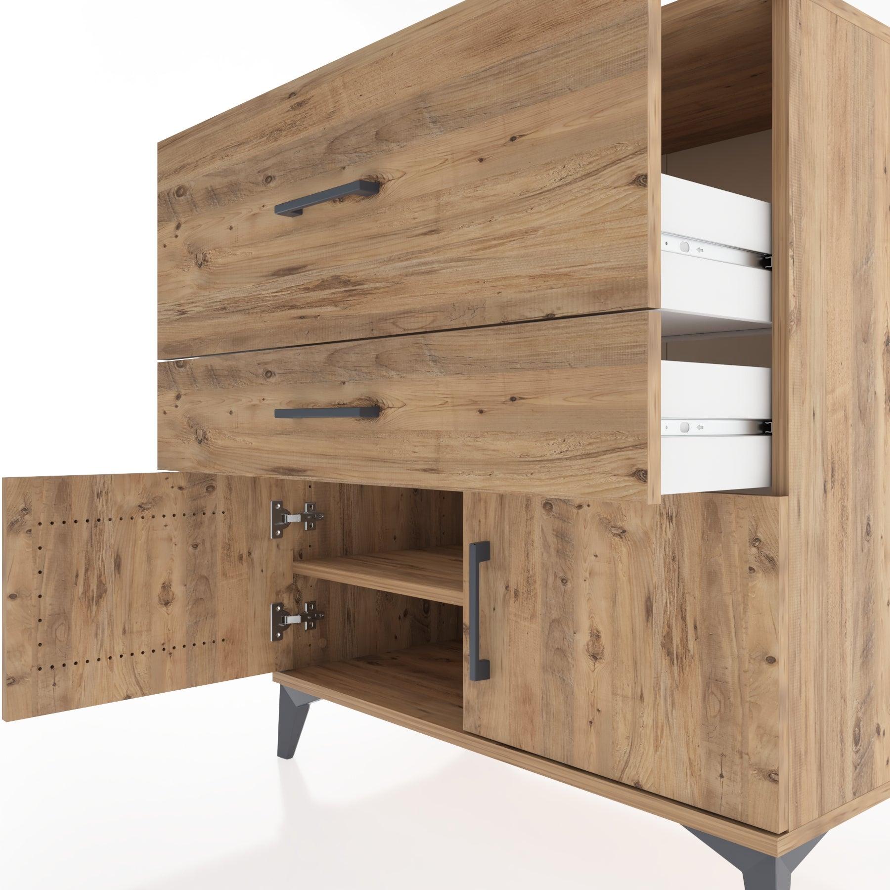 Woodntry Modular Dresser Pine 88x44x84 cm with Cover and Drawer KC105-3