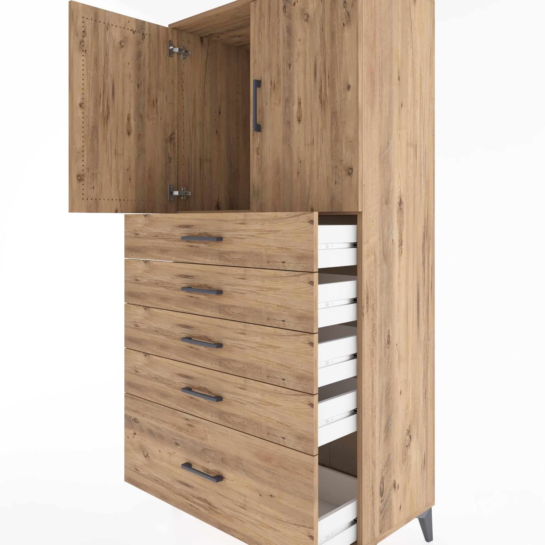 Woodntry Modular Cabinet Pine 88x44x170 cm with Doors and Drawers KC12-3