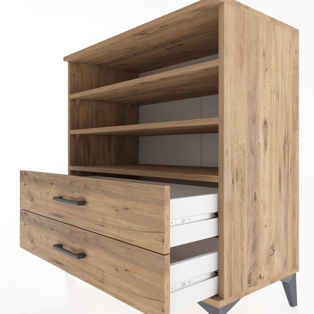 Woodntry Modüler Şifonyer Çam 88x44x84 cm Çekmeceli ve Raflı CR15-3