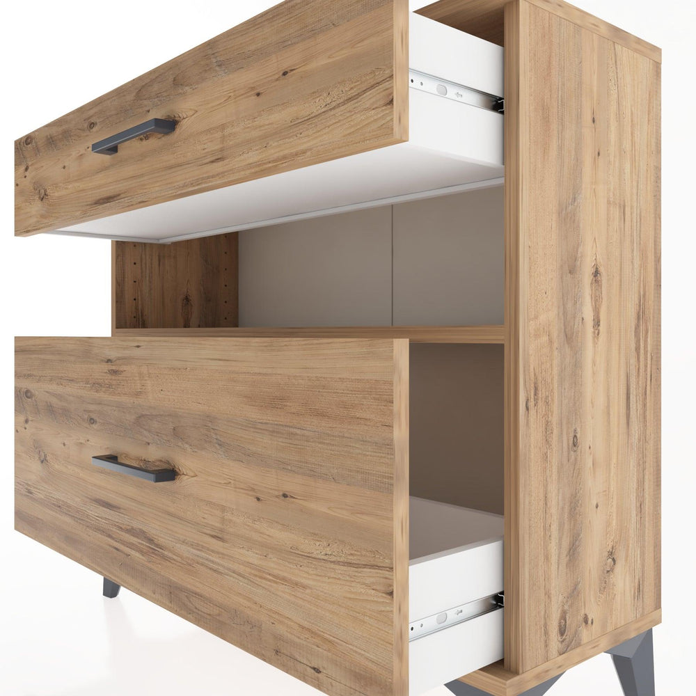 Woodntry Modüler Şifonyer İki Çekmeceli V9 88x30x68 cm Çam - Woodntry