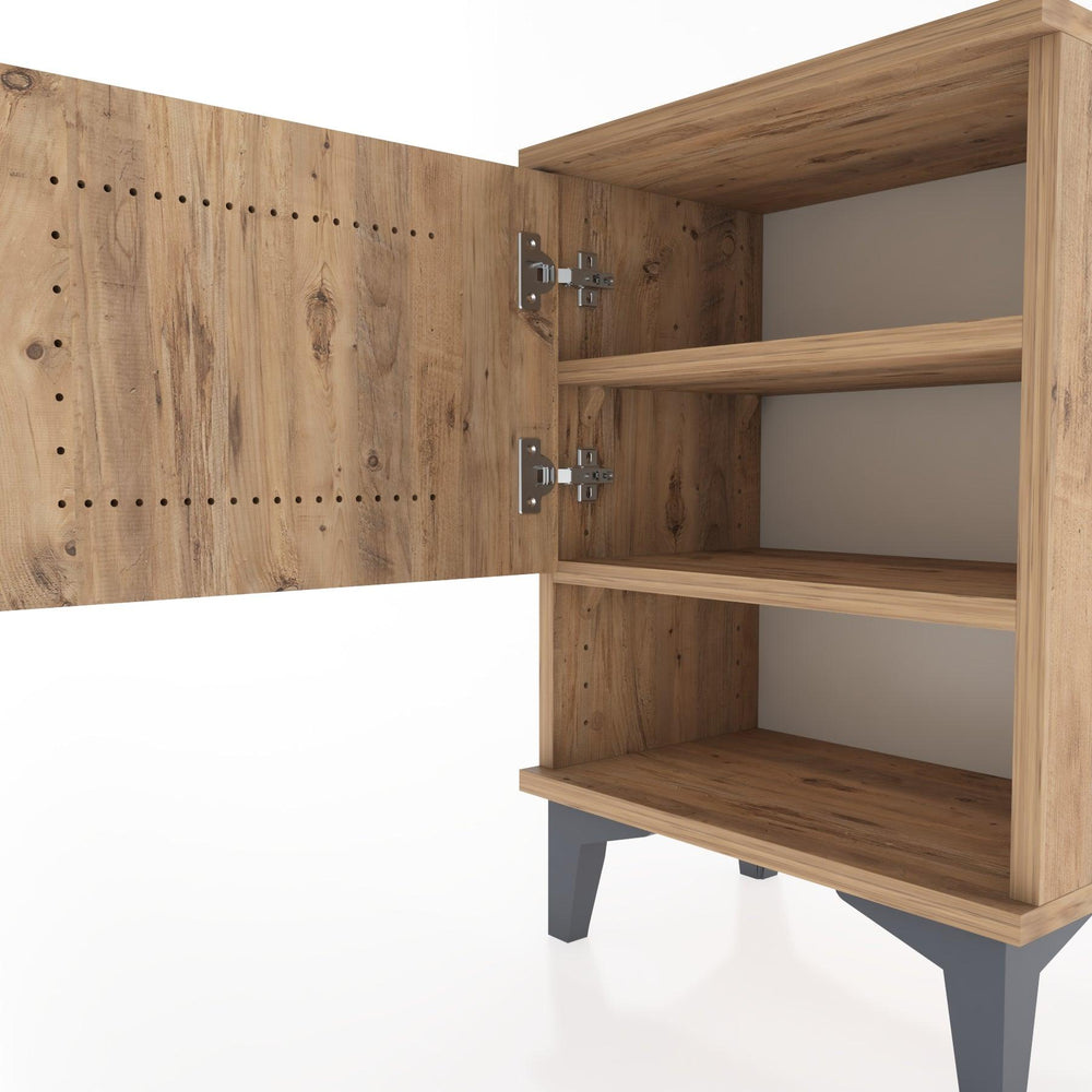 Woodntry Modüler Komodin Tek Kapak ve Raflı 44x30x52 cm Çam - Woodntry