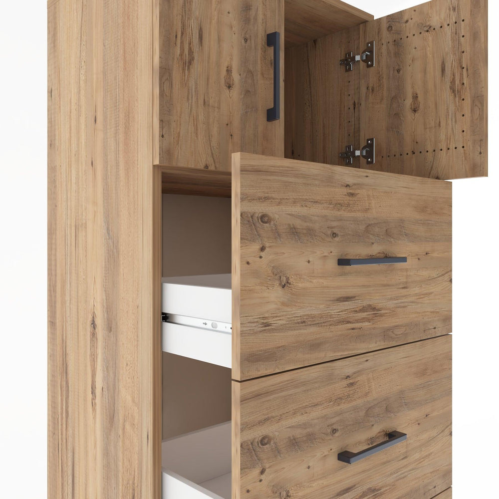 Woodntry Modüler Dolap Çam 60x44x170 cm Kapaklı ve Çekmeceli KC25-3