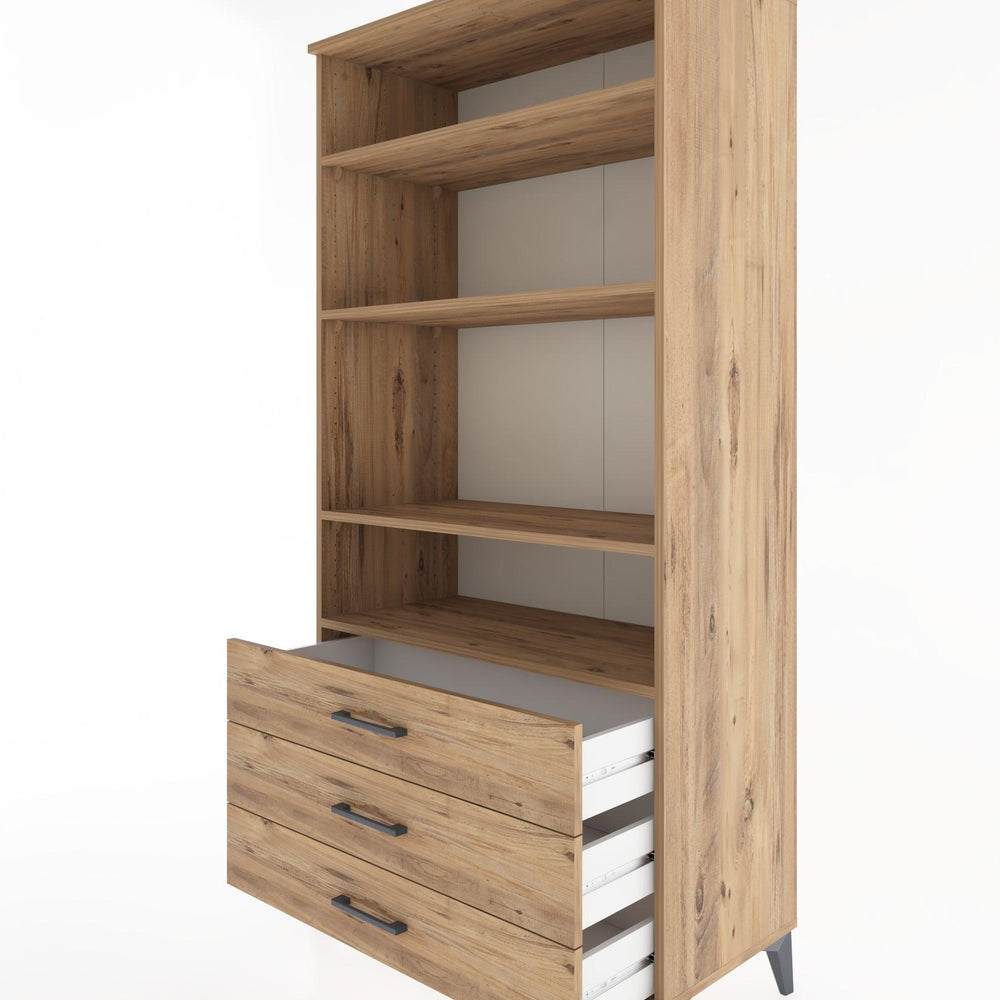 Woodntry Modüler Dolap Çam 88x44x170 cm Çekmeceli ve Raflı CR37-3