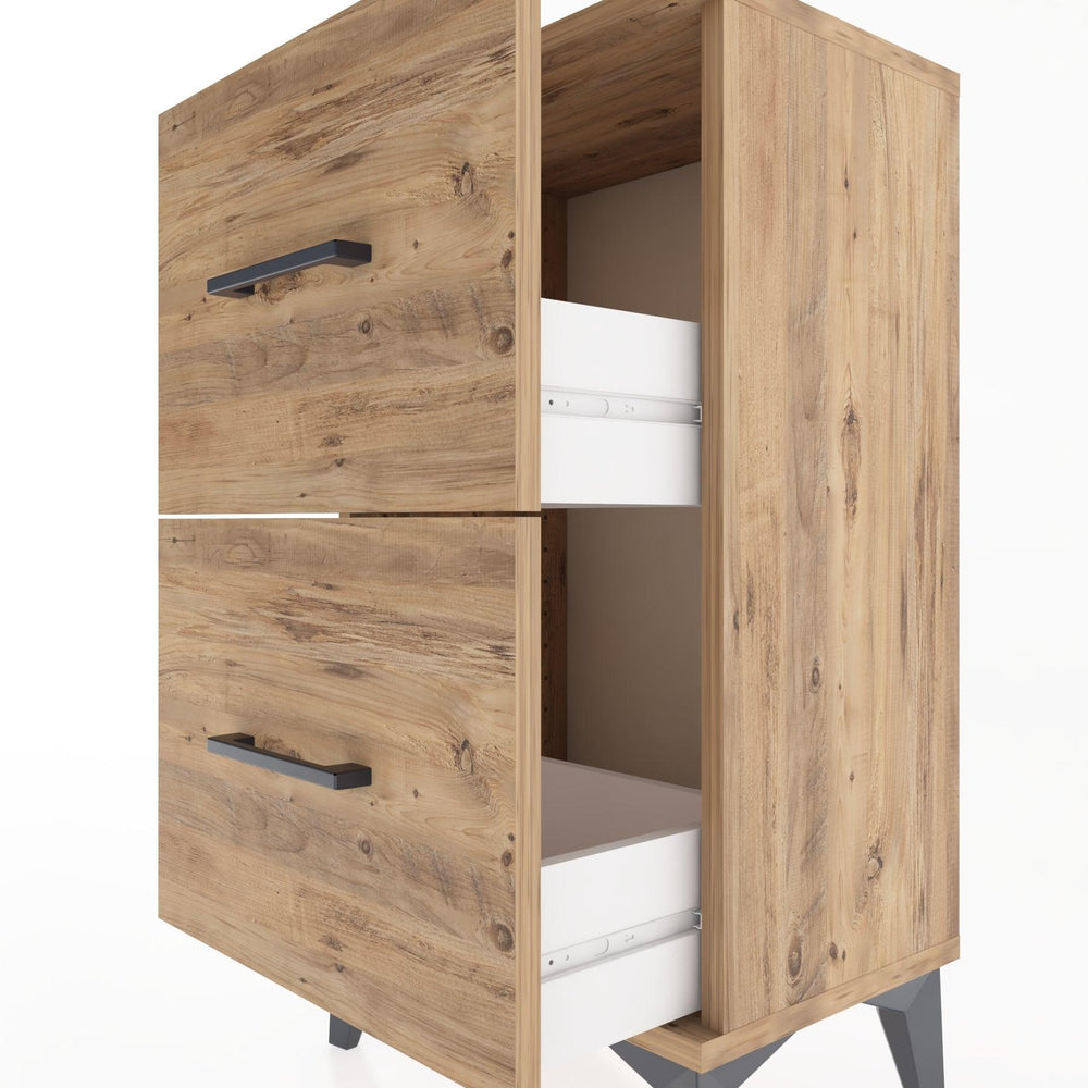 Woodntry Modüler Komodin İki Çekmeceli 44x30x68 cm Çam - Woodntry