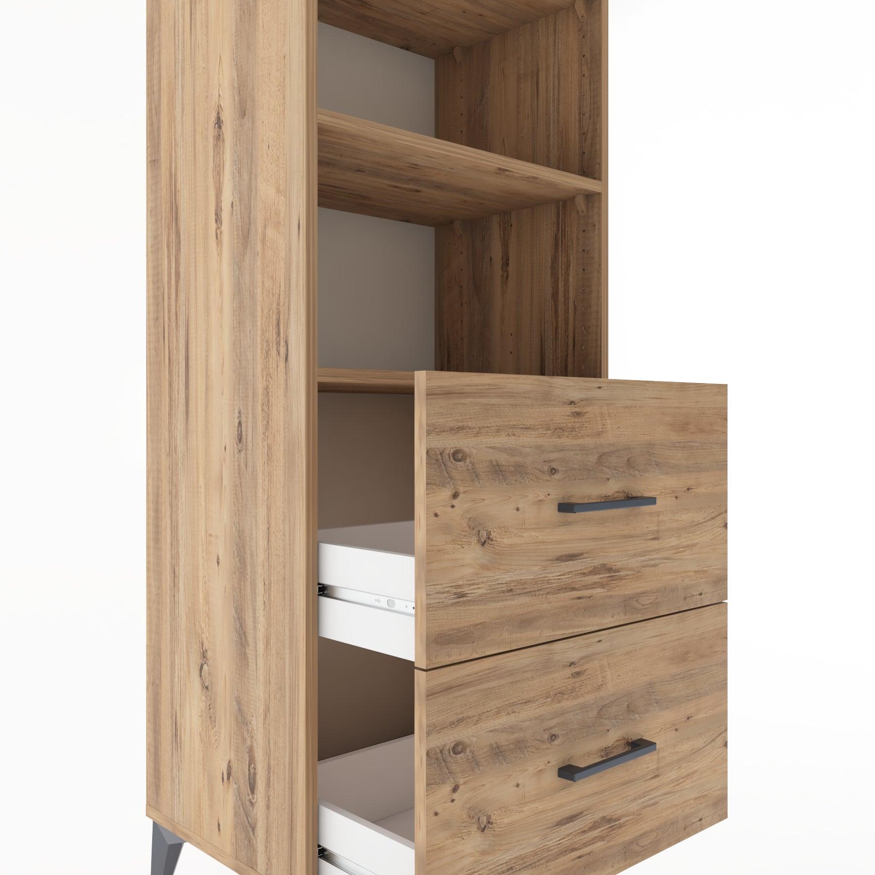 Woodntry Modüler Dolap Çam 60x44x170 cm Çekmeceli ve Raflı CR48-3