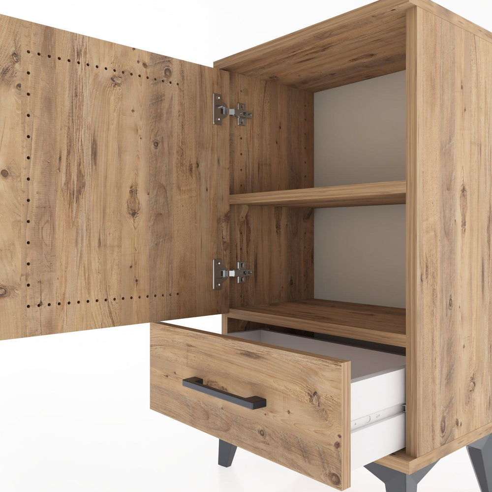 Woodntry Modüler Komodin Çekmece ve Kapaklı V3 44x30x68 cm Çam - Woodntry