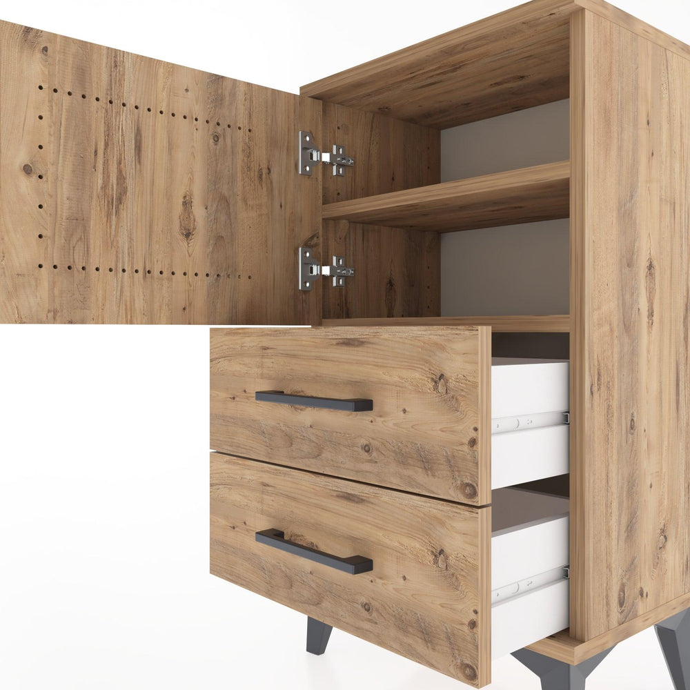 Woodntry Modüler Komodin Kapaklı 2 Çekmeceli 44x30x68 cm Çam - Woodntry