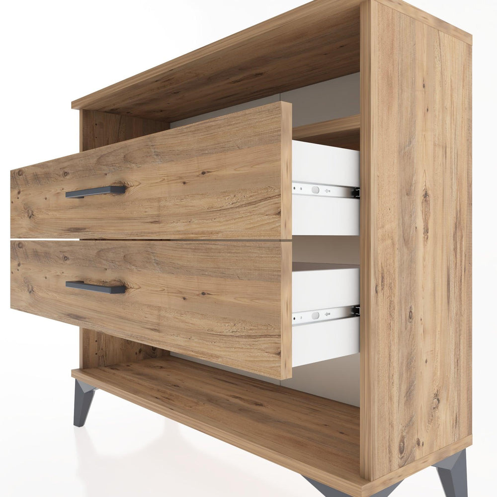 Woodntry Modüler Şifonyer İki Çekmeceli V3 88x30x68 cm Çam - Woodntry