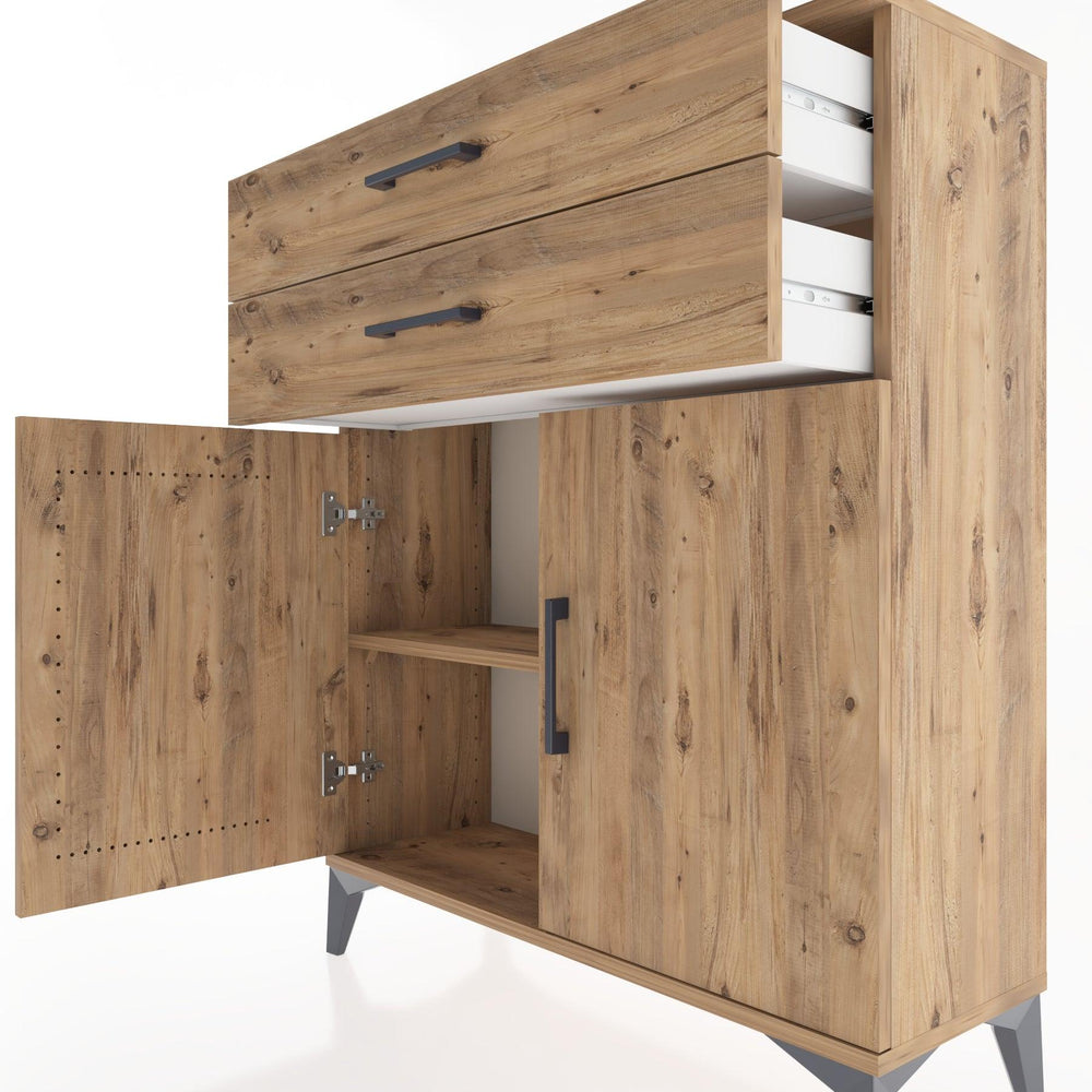 Woodntry Modüler Şifonyer Çam 88x30x94 cm Kapaklı ve Çekmeceli KC3-3