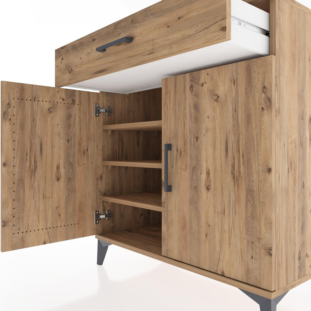 Woodntry Modüler Şifonyer Çam 88x44x84 cm Kapaklı ve Çekmeceli KC78-3