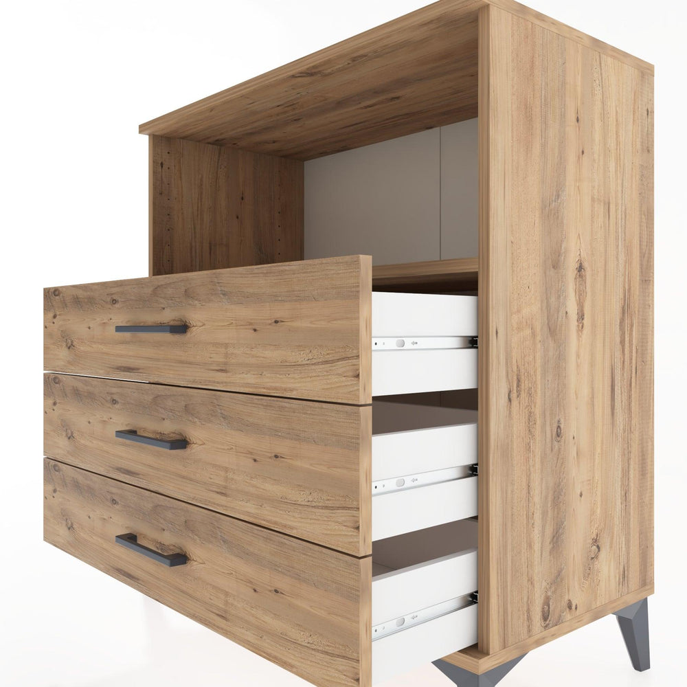 Woodntry Modüler Şifonyer Çam 88x44x84 cm Çekmeceli ve Raflı CR18-3